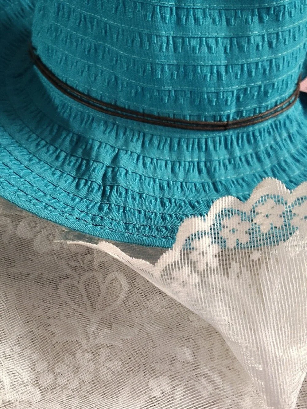 betmar Turquoise Braided-Band Wide Brim Sun Hat